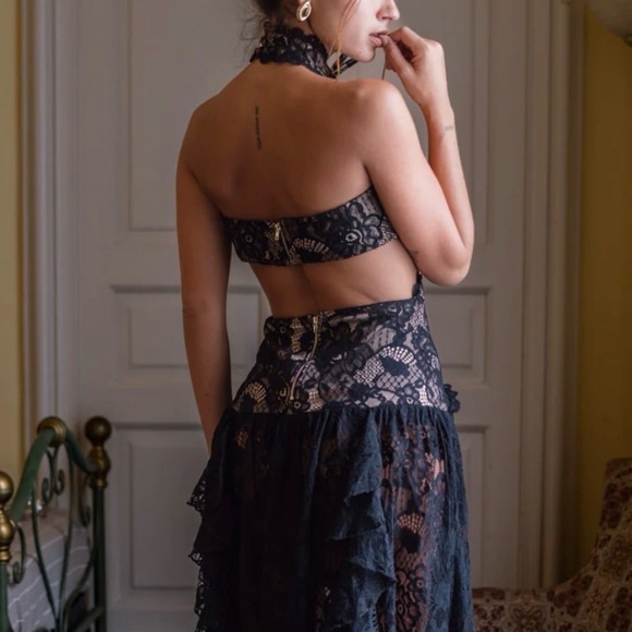 12th Tribe Elegant Black Lace Women's Dress #246 - Picture 5 of 16